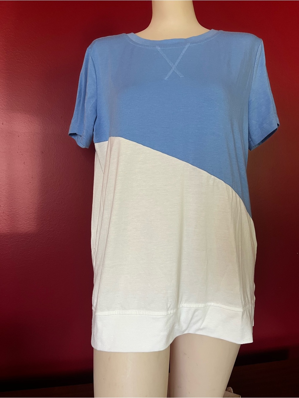 Like new Amazon Light Blue and White Colorblock T-shirt